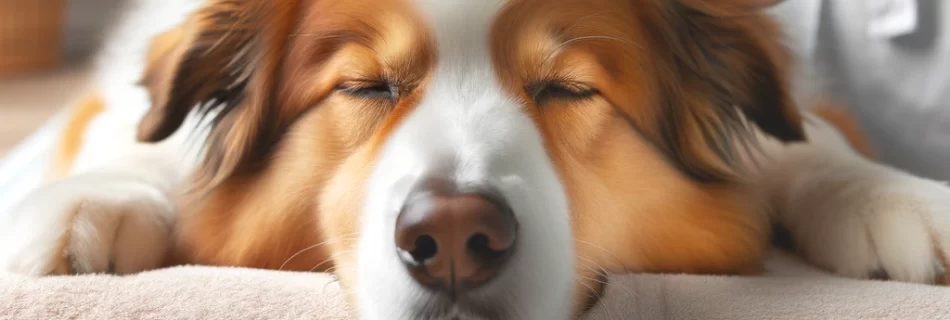 The image of a serene dog enjoying a relaxing massage from its owner has been created above.